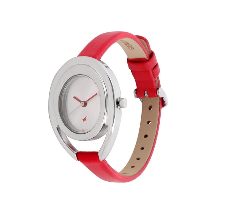 Fastrack 6090SL01 Womens Analog Watch Silver Dial Red Leather Strap Buy Online in Bahrain Dukakeen