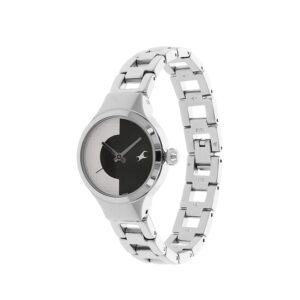 Fastrack-6134SM01-WoMens-Analog-Watch-White-Black-Dial-Stainless-Steel-Strap
