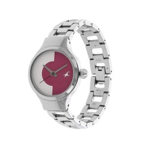 Fastrack-6134SM02-WoMens-Analog-Watch-White-Pink-Dial-Stainless-Steel-Strap