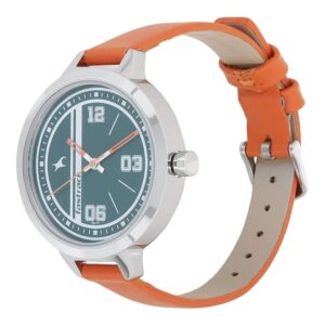 Fastrack-6174SL03-WoMens-Analog-Watch-Green-Dial-Orange-Leather-Strap