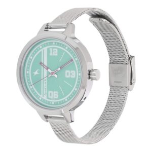Fastrack-6174SM01-WoMens-Analog-Watch-Light-Blue-Dial-Stainless-Steel-Mesh-Strap