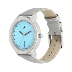 Fastrack-6190SL01-WoMens-Analog-Watch-Light-Blue-Dial-Silver-Leather-Strap