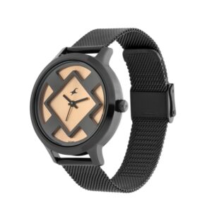 Fastrack-6210NM01-WoMens-Analog-Watch-Black-Rose-Gold-Dial-Stainless-Steel-Black-Mesh-Strap