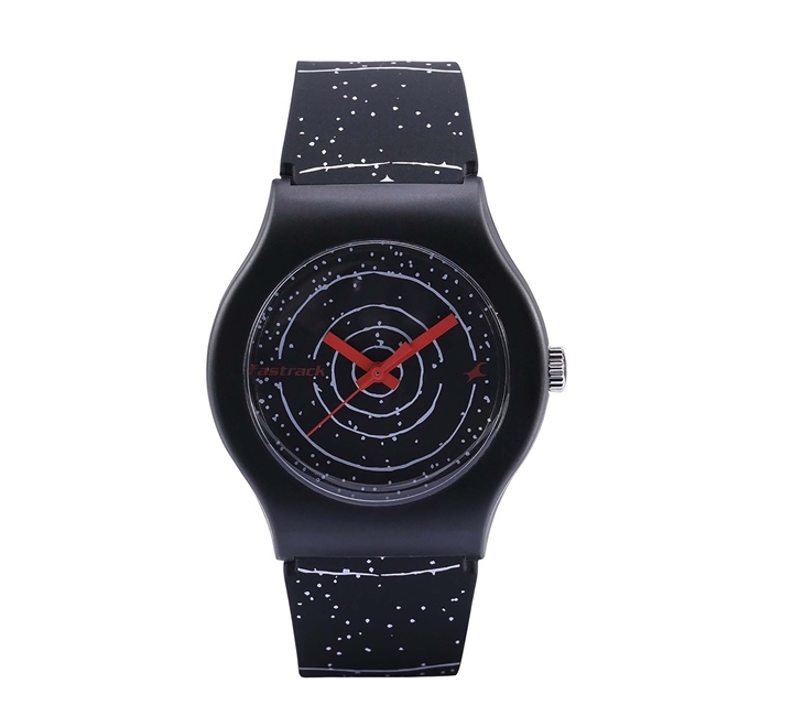 Black dial black 2025 silicone strap watch fastrack