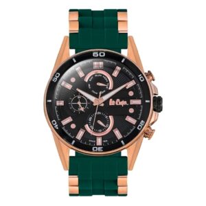 Lee-Cooper-LC06513-855-Mens-Analog-Watch-Black-Dial-Multi-Function-3-Hands-Green-Rubber-Strap