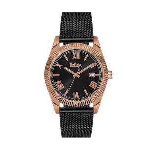 Lee-Cooper-LC06522-450-Mens-Analog-Watch-Black-Dial-Stainless-Steel-Black-Mesh-Strap