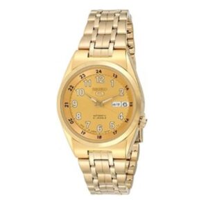 Seiko-SNK594J-Men-s-Mechanical-Watch-Analog-Gold-Dial-Gold-Stainless-Band