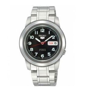 Seiko-SNKK35J-Mens-Mechanical-Watch-Analog-Black-Dial-Silver-Stainless-Band