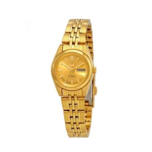 Seiko-SYMA38J-Mens-Mechanical-Watch-Analog-Gold-Dial-Gold-Stainless-Band