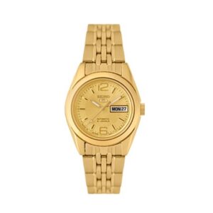 Seiko-SYMA60J-WoMens-Mechanical-Watch-Analog-Gold-Dial-Gold-Stainless-Band