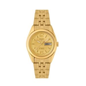 Seiko-SYMA60J-WoMens-Mechanical-Watch-Analog-Gold-Dial-Gold-Stainless-Band