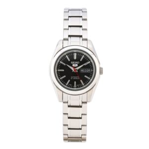 Seiko-SYMK17J-WoMens-Mechanical-Watch-Analog-Black-Dial-Silver-Stainless-Band