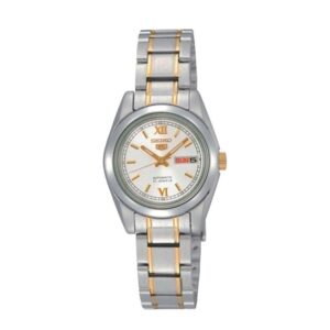 Seiko-SYMK29J-WoMens-Mechanical-Watch-Analog-White-Dial-Silver-Gold-Stainless-Band
