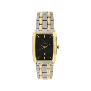Titan-1163BM02-Mens-Watch-Regalia-Collection-Analog-Black-Dial-Silver-Gold-Stainless-Steel-Band