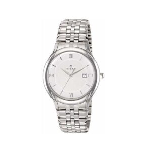 Titan-1494SM01-Mens-Watch-Classique-Collection-Analog-White-Dial-Silver-Stainless-Band