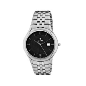 Titan-1494SM02-Mens-Watch-Classique-Collection-Analog-Black-Dial-Silver-Stainless-Steel-Band