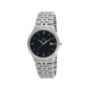 Titan-1494SM03-Mens-Watch-Classique-Collection-Analog-Blue-Dial-Silver-Stainless-Steel-Band