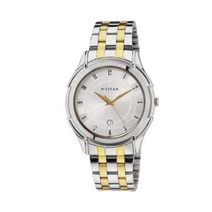 Titan-1558BM03-Mens-Watch-Regalia-Collection-Analog-Silver-Dial-Silver-Gold-Stainless-Band