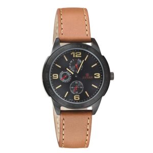 Titan-1585NL01-Mens-Watch-Purple-Collection-Analog-Black-Dial-Brown-Leather-Band