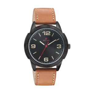 Titan-1585NL02-Mens-Watch-Purple-Collection-Analog-Black-Dial-Brown-Leather-Band