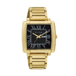 Titan-1586YM02-Mens-Watch-Regalia-Collection-Analog-Black-Dial-Gold-Stainless-Band