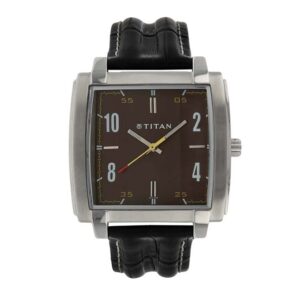Titan-1618YL01-Mens-Watch-Classique-Collection-Analog-Black-Dial-Brown-Leather-Band