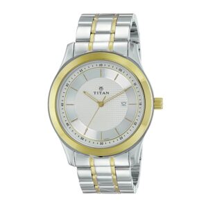 Titan-1627BM03-Mens-Watch-Regalia-Collection-Analog-Silver-Dial-Silver-Gold-Stainless-Band