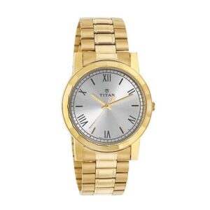 Titan-1644YM01-Mens-Watch-Karishma-Collection-Analog-Silver-Dial-Gold-Stainless-Band