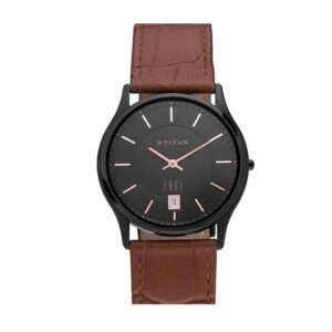 Titan-1683NL01-Mens-Watch-Edge-Collection-Analog-Black-Dial-Brown-Leather-Band