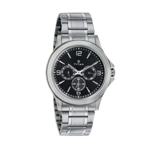 Titan-1698SM01-Mens-Watch-Classique-Collection-Analog-Black-Dial-Silver-Stainless-Band