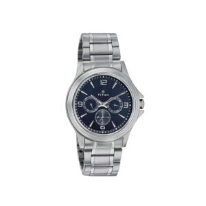 Titan-1698SM02-Mens-Watch-Classique-Collection-Analog-Blue-Dial-Silver-Stainless-Band