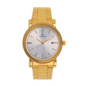 Titan-1712YM02-Mens-Watch-Karishma-Collection-Analog-Silver-Dial-Gold-Stainless-Band