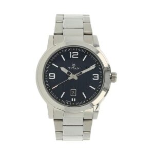 Titan-1730SM03-Mens-Watch-Classique-Collection-Analog-Blue-Dial-Silver-Stainless-Band