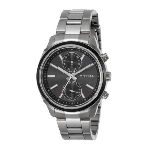 Titan-1733KM01-Mens-Watch-Classique-Collection-Analog-Black-Dial-Silver-Stainless-Band