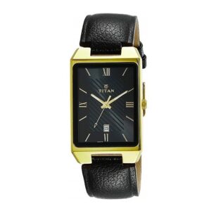 Titan-1777YL01-Mens-Watch-Karishma-Collection-Analog-Black-Dial-Black-Leather-Band