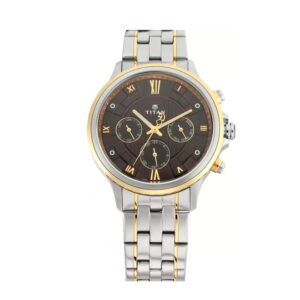 Titan-1787BM01-Mens-Watch-Regalia-Collection-Analog-Black-Dial-Silver-Gold-Stainless-Band