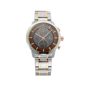 Titan-1789KM01-Mens-Watch-Regalia-Collection-Analog-Black-Brown-Dial-Silver-Gold-Stainless-Band