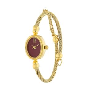 Titan-197YM02-WoMens-Watch-Raga-Collection-Analog-Maroon-Dial-Gold-Stainless-Band