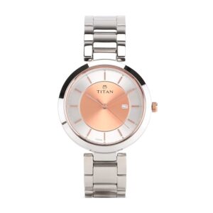 Titan-2480KM01-WoMens-Watch-Work-wear-Collection-Analog-Rose-Gold-Dial-Silver-Stainless-Band