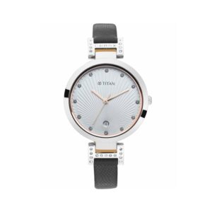Titan-2480SL01-WoMens-Watch-Sparkle-Collection-Analog-Silver-Dial-Black-Leather-Band