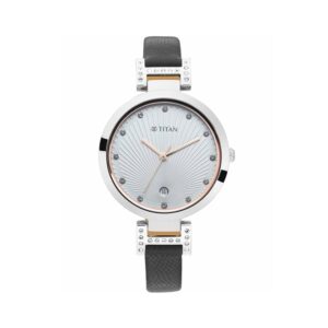 Titan-2480SL01-WoMens-Watch-Sparkle-Collection-Analog-Silver-Dial-Black-Leather-Band