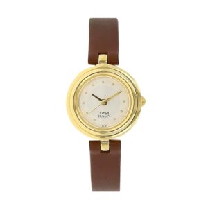 Titan-2498YL01-WoMens-Watch-Raga-Collection-Analog-White-Dial-Brown-Leather-Band
