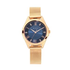 Titan-2565WM03-WoMens-Watch-Sparkle-Collection-Analog-Blue-Dial-Rose-Gold-Stainless-Band