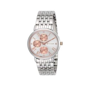Titan-2569KM01-WoMens-Watch-Workwear-Collection-Analog-Silver-Rose-Gold-Dial-Silver-Stainless-Band
