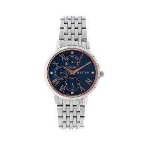 Titan-2569SM01-WoMens-Watch-Workwear-Collection-Analog-Blue-Dial-Silver-Stainless-Band