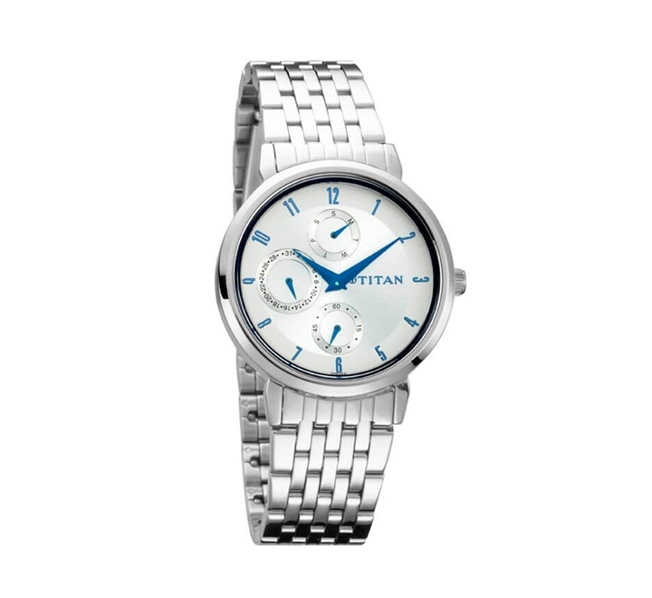 Titan 2569SM03 Women s Watch Workwear Collection Analog White Dial Silver Stainless Band Buy Online in Bahrain Dukakeen