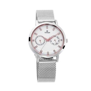 Titan-2569SM05-WoMens-Watch-Sparkle-Collection-Analog-White-Dial-Silver-Stainless-Band