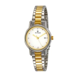 Titan-2572BM01-WoMens-Watch-Karishma-Collection-Analog-White-Dial-Silver-Gold-Stainless-Band