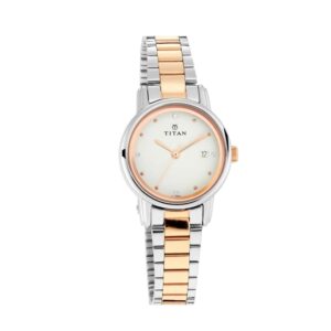 Titan-2572KM01-WoMens-Watch-Karishma-Collection-Analog-White-Dial-Silver-Gold-Stainless-Band