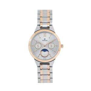 Titan-2590KM01-Womens-Watch-Workwear-Collection-Analog-White-Dial-Silver-Gold-Stainless-Band